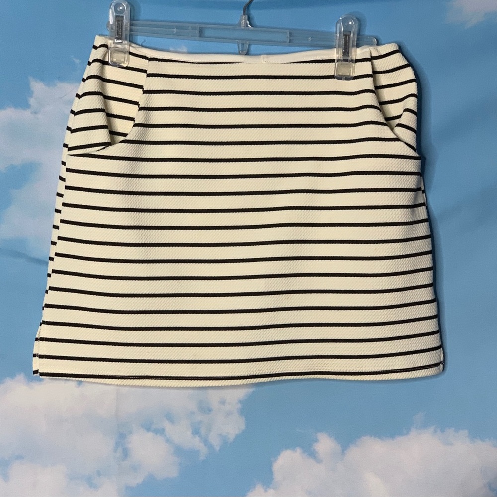For Sienna- White Miniskirt with Black Stripes M